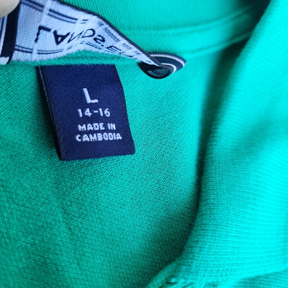 LANDS' END Sleeveless Striped Polo Dress Green White Stretchy Stretch L (14-16) - Picture 16 of 16